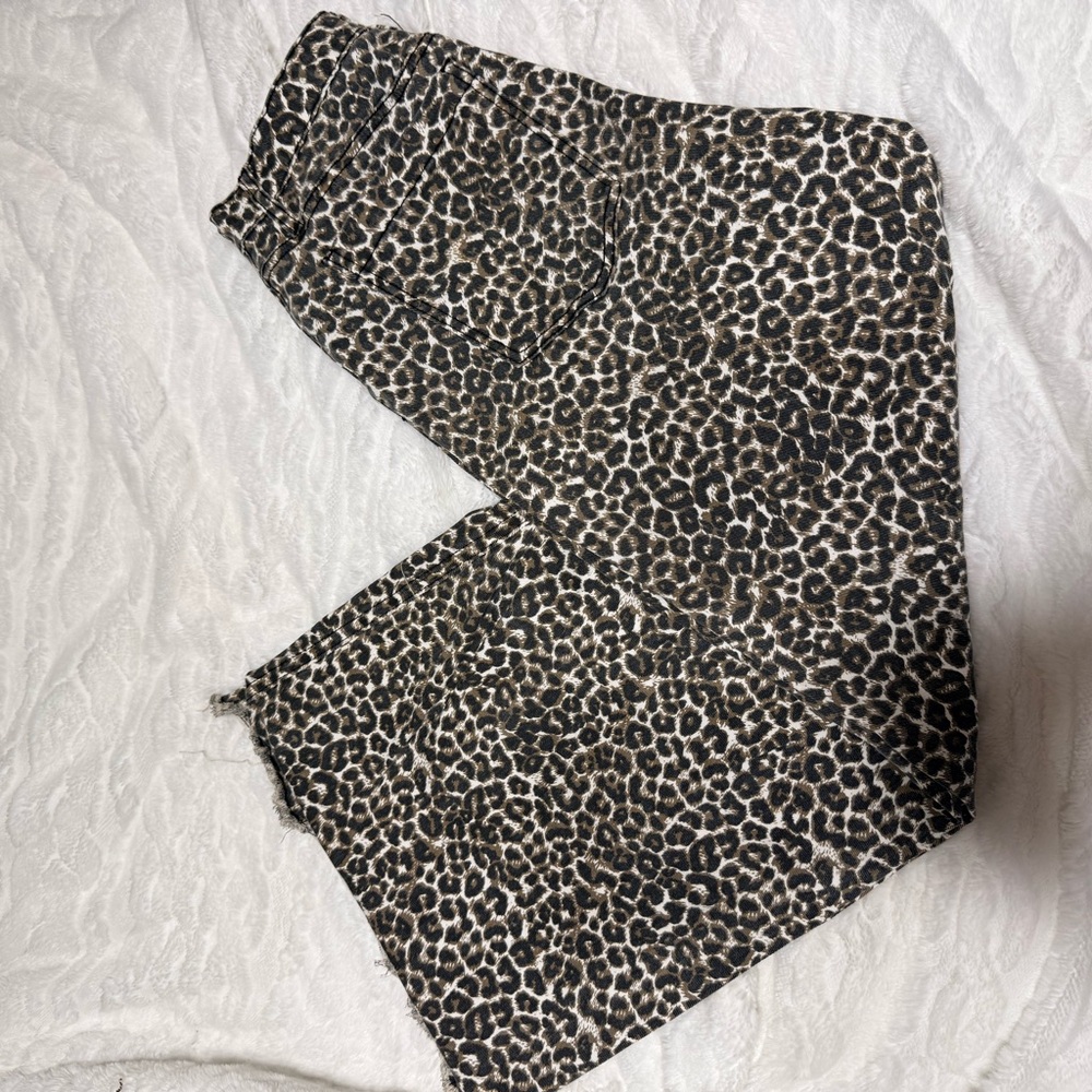 Stylish Leopard Print Wide Leg Jeans